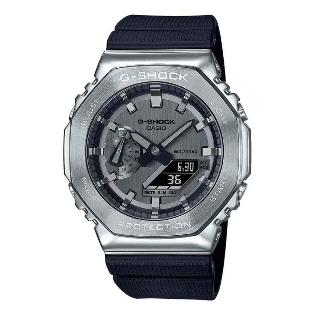 CASIO G-SHOCK Montre Gris cadran argenté bracelet résine noire Best