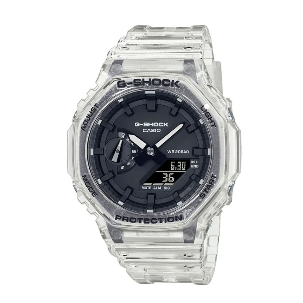 CASIO G-SHOCK Montre Noir cadran gris fond noir bracelet résine blanche New