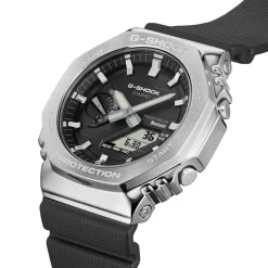 CASIO G-SHOCK Montre Noir cadran argenté fond noir bracelet résine noir New