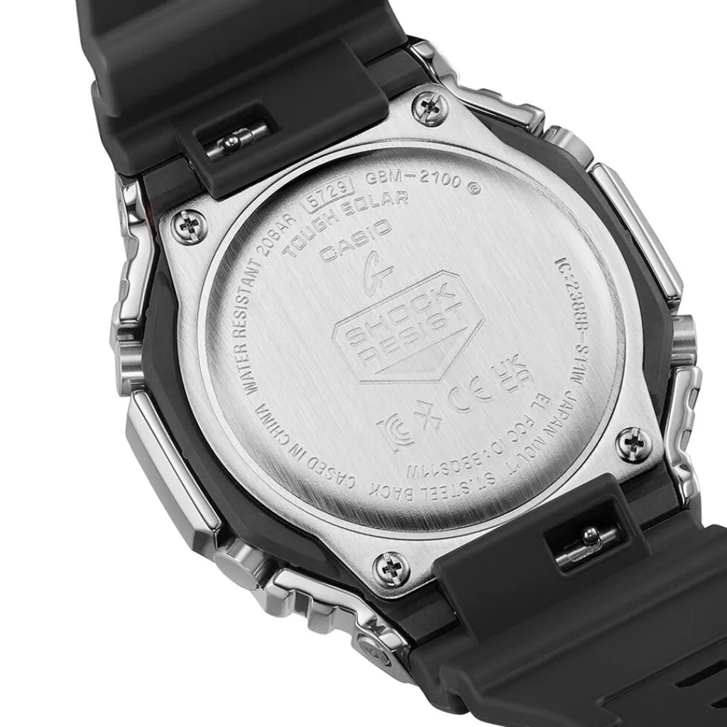 CASIO G-SHOCK Montre Noir cadran argenté fond noir bracelet résine noir New