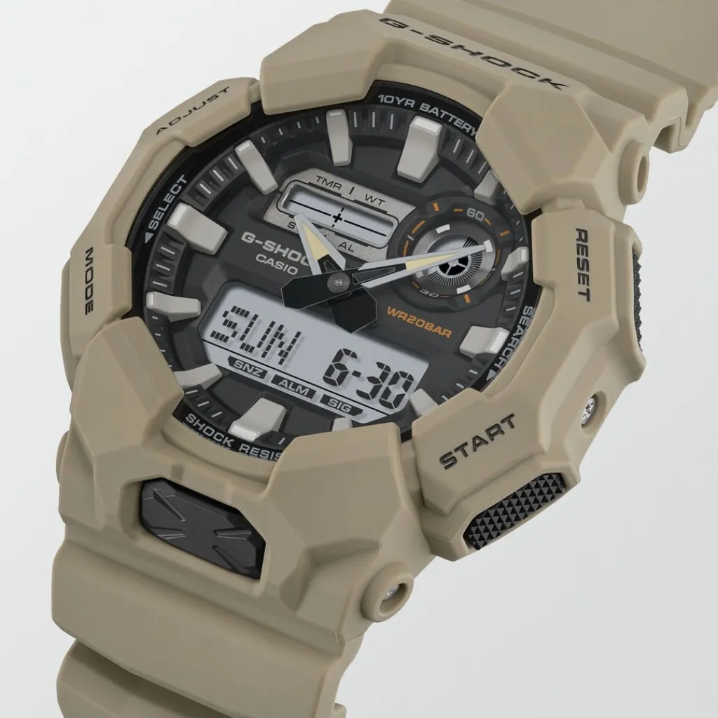 CASIO G-SHOCK Montre Noir cadran kaki fond noir bracelet résine kaki Outlet