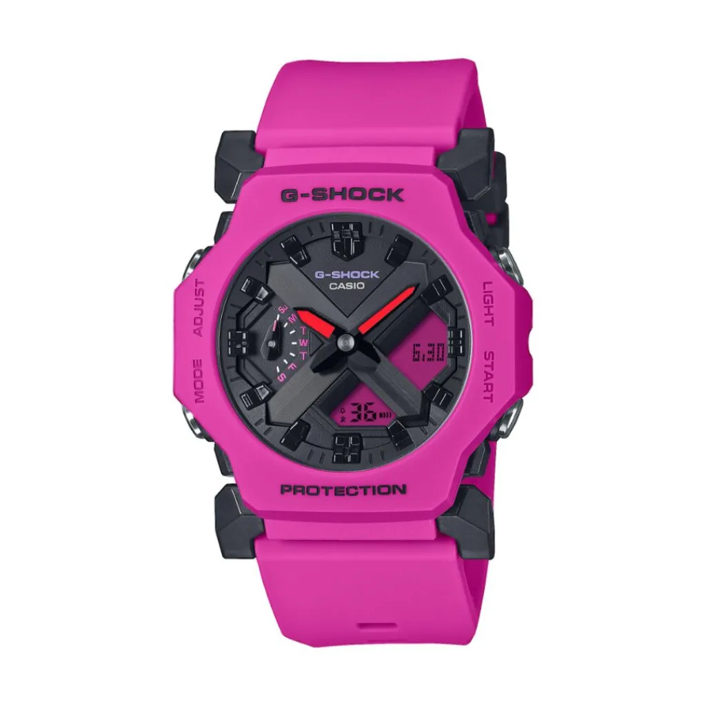 CASIO G-SHOCK Montre Noir cadran fuschia fond noir bracelet résine fuschia Discount