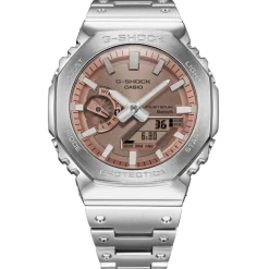 CASIO G-SHOCK Montre Premium Classic Nacre Rose cadran argenté fond nacre rose bracelet acier argenté Sale
