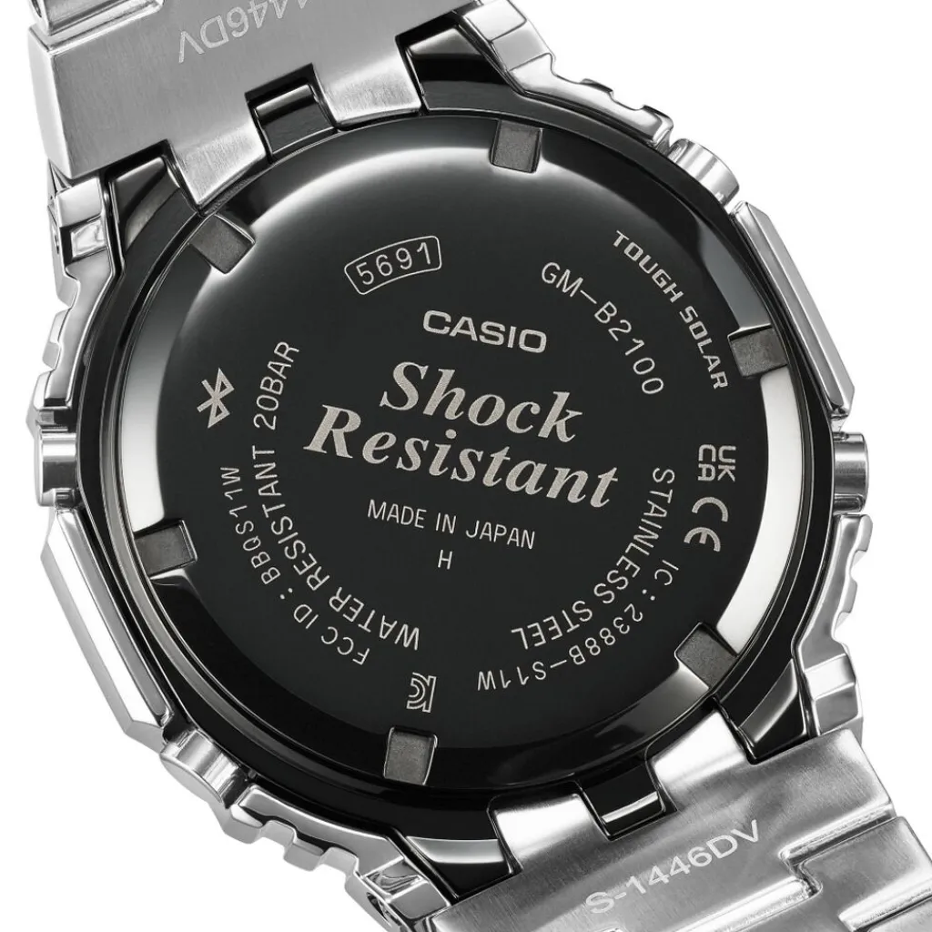 CASIO G-SHOCK Montre Premium Bleu cadran argenté fond bleu bracelet acier argenté Best