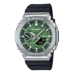CASIO G-SHOCK Montre Vert cadran argenté fond vert bracelet résine noir Outlet