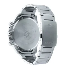 CASIO EDIFICE Montre Casio Noir cadran argenté fond noir bracelet acier argenté Clearance