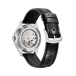 CITIZEN Montre C7 Mechanical Bleu cadran argenté fond bleu bracelet cuir de veau noir New