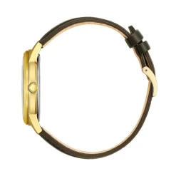 CITIZEN Montre Classic Elegant Ivoire cadran doré fond ivoire bracelet cuir de veau marron New