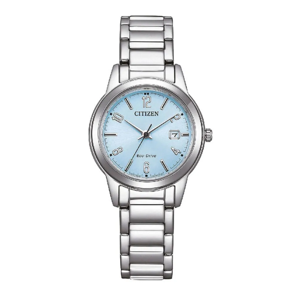 CITIZEN Montre Platform Femme Bleu Sky cadran argenté fond bleu sky bracelet acier argenté