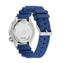 CITIZEN Montre Promaster Marine Bleu cadran argenté fond bleu bracelet caoutchouc bleu Outlet