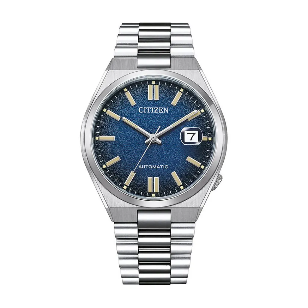 CITIZEN Montre Tsuyosa Nj0151 Bleu cadran argenté fond bleu bracelet acier argenté Best