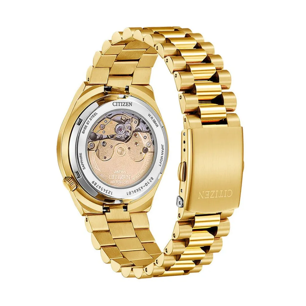 CITIZEN Montre Tsuyosa Nj0151 Rouge cadran doré fond rouge bracelet acier doré Clearance