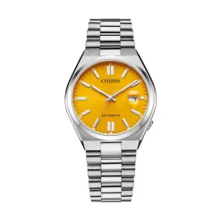 CITIZEN Montre Tsuyosa Nj0150 Jaune cadran argenté fond jaune bracelet acier argenté Clearance