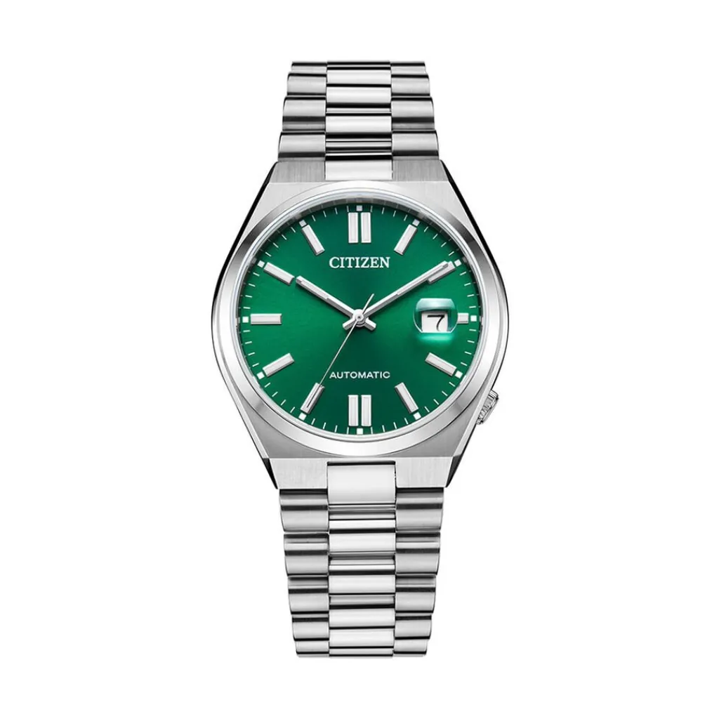 CITIZEN Montre Tsuyosa Nj0150 Vert cadran argenté fond vert bracelet acier argenté Best