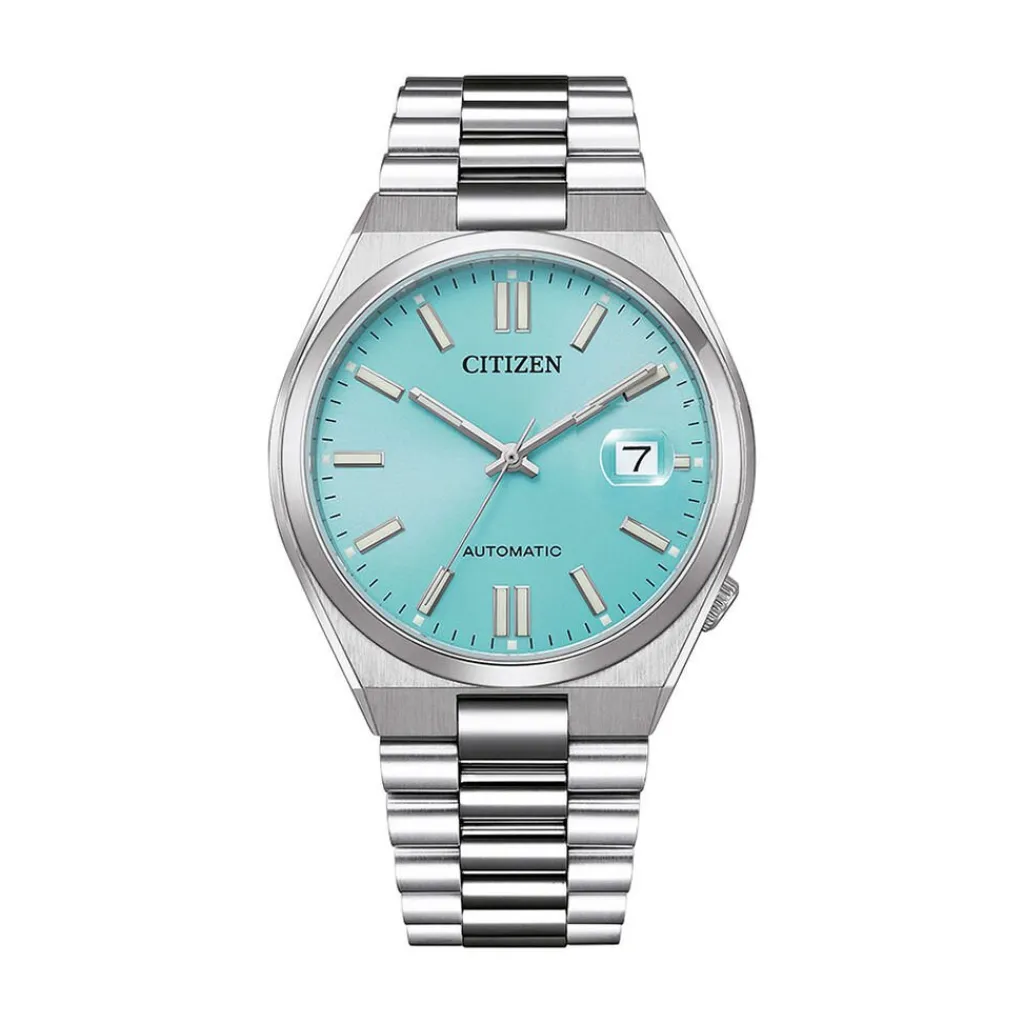 CITIZEN Montre Tsuyosa Nj0151 Turquoise cadran argenté fond turquoise bracelet acier argenté Clearance