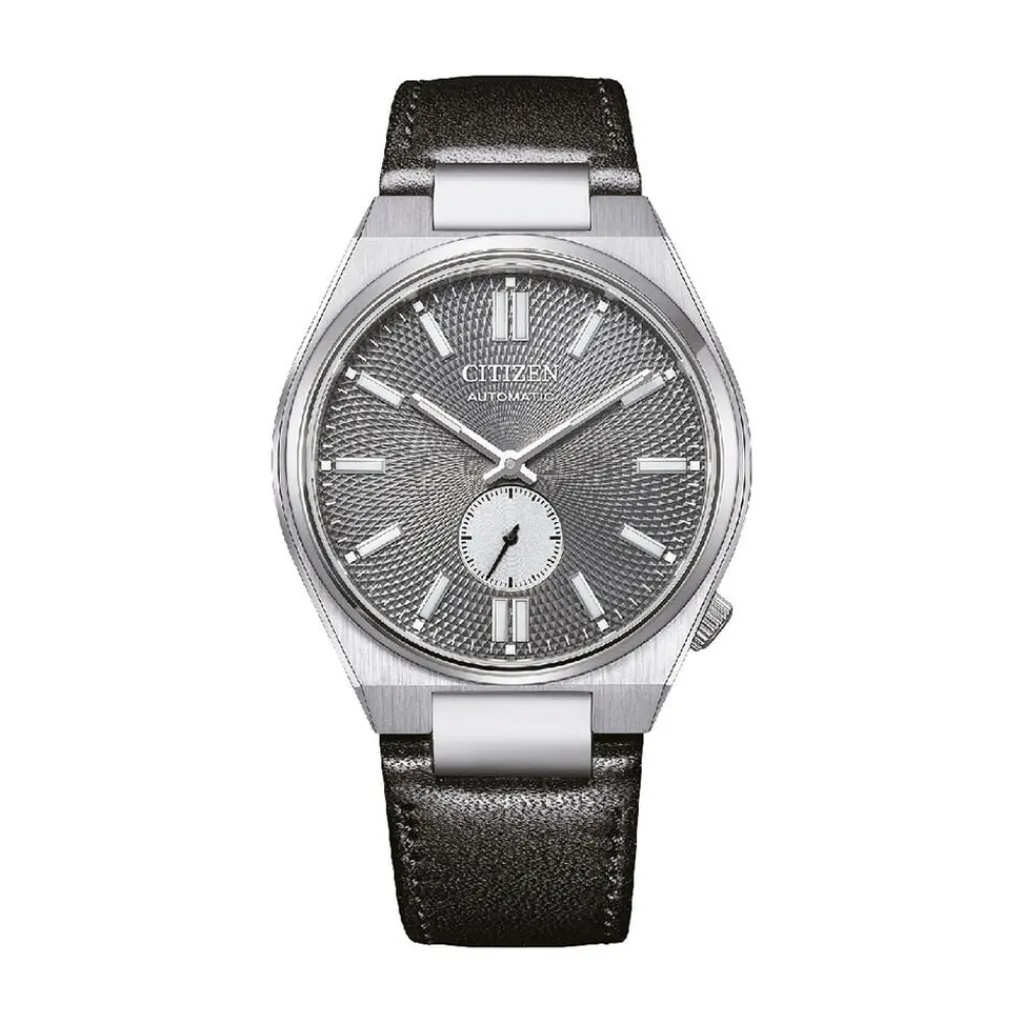 CITIZEN Montre Tsuyosa Nk5010 Gris cadran argenté fond gris bracelet cuir de veau noir Clearance