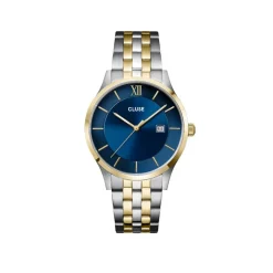 CLUSE Montre Aravis Bleu cadran argenté fond bleu bracelet acier bicolore Best