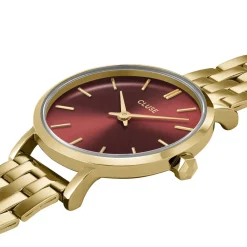 CLUSE Montre Boho Chic Petite Cerise cadran doré fond cerise bracelet acier doré Hot