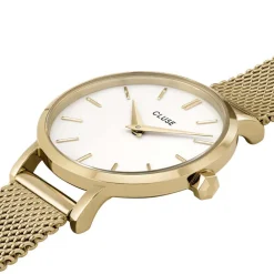 CLUSE Montre Boho Chic Petite Blanc cadran doré fond blanc bracelet acier doré