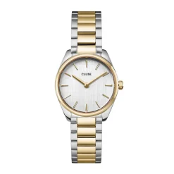 CLUSE Montre Feroce Mini Argenté cadran bicolore fond argenté bracelet acier bicolore Outlet