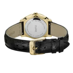 CLUSE Montre Feroce Petite Doré cadran doré fond doré bracelet cuir noir Clearance