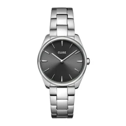 CLUSE Montre Feroce Petite Acier Blanc cadran argenté fond gris bracelet acier argenté Hot