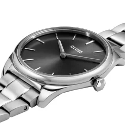 CLUSE Montre Feroce Petite Acier Blanc cadran argenté fond gris bracelet acier argenté Hot