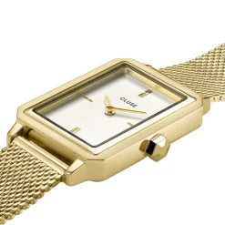 CLUSE Montre Fluette Blanc cadran doré fond blanc bracelet acier doré Sale