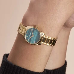 CLUSE Montre Féroce Mini Vert cadran doré fond vert bracelet acier doré Hot