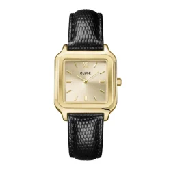 CLUSE Montre Gracieuse Champagne cadran doré fond champagne bracelet cuir de vache noir Hot