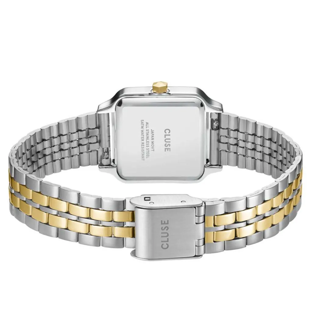 CLUSE Montre Gracieuse Petite Blanc cadran bicolore fond blanc bracelet acier bicolore Outlet