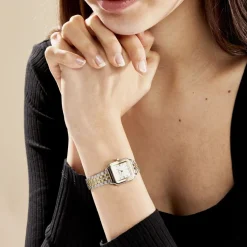 CLUSE Montre Gracieuse Petite Blanc cadran bicolore fond blanc bracelet acier bicolore Outlet
