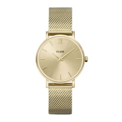 CLUSE Montre Minuit 1 Champagne cadran doré fond champagne bracelet acier doré Outlet