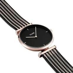 CLUSE Montre Triomphe Noir cadran doré rose fond noir bracelet acier doré rose Hot