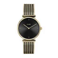 CLUSE Montre Triomphe Noir cadran doré fond noir bracelet acier bicolore Clearance
