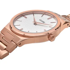 CLUSE Montre Vigoureux Blanc cadran doré rose fond blanc bracelet acier doré rose