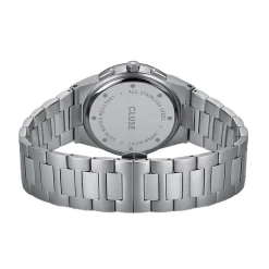 CLUSE Montre Vigoureux Chrono Bleu cadran argenté fond bleu bracelet acier argenté Best