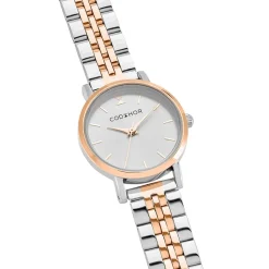 CODHOR Montre Alix Argenté cadran bicolore blanc / rose fond argenté bracelet acier bicolore New