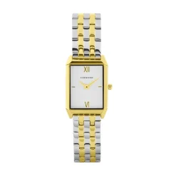 CODHOR Montre Arianne Blanc cadran doré fond blanc bracelet acier bicolore