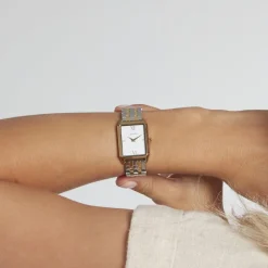 CODHOR Montre Arianne Blanc cadran doré fond blanc bracelet acier bicolore