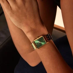 CODHOR Montre Arianne Vert cadran doré fond vert bracelet acier doré Outlet