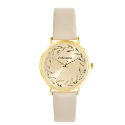 CODHOR Montre Camille 3 Doré cadran doré fond doré bracelet synthétique cr&egrave;me Best