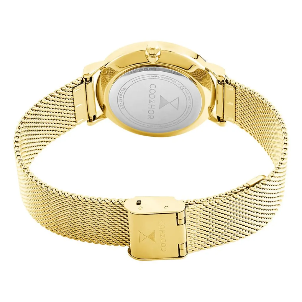 CODHOR Montre Camille 3 Rose cadran doré fond rose bracelet acier doré Online
