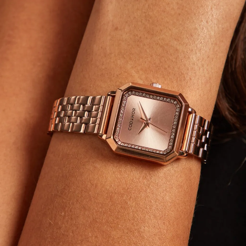CODHOR Montre Carla Rose cadran rose fond rose bracelet acier rose Hot