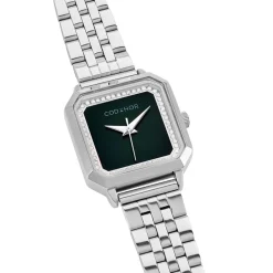 CODHOR Montre Carla Vert cadran argenté fond vert bracelet acier argenté Discount
