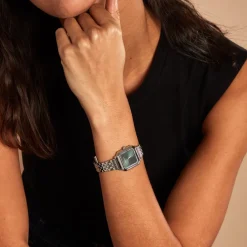 CODHOR Montre Carla Vert cadran argenté fond vert bracelet acier argenté Discount