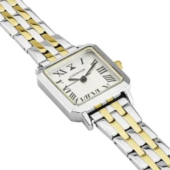 CODHOR Montre Carmelle Blanc cadran argenté fond blanc bracelet alliage bicolore