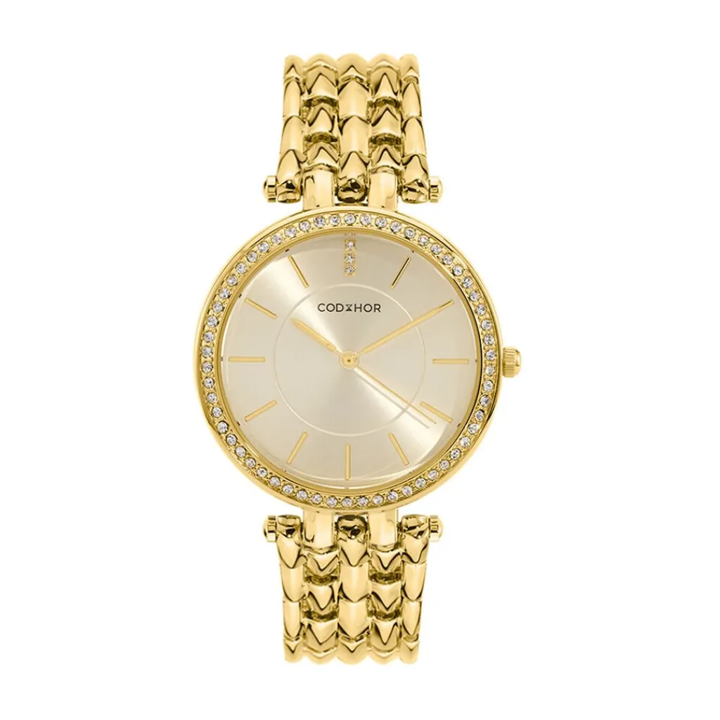 CODHOR Montre Celinia Doré cadran doré fond champagne bracelet alliage doré Discount