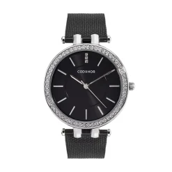 CODHOR Montre Celinia Noir cadran argenté fond noir bracelet acier noir Discount