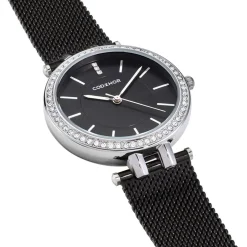 CODHOR Montre Celinia Noir cadran argenté fond noir bracelet acier noir Discount